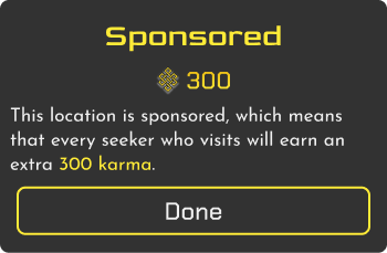 Shows sponsored location reward within the app